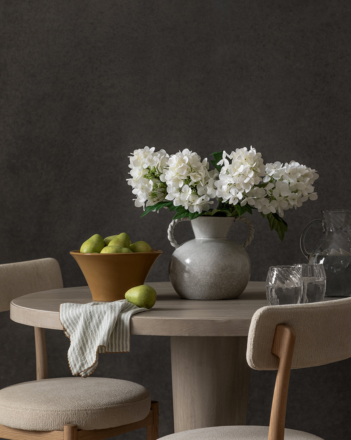 Farmhouse White Oak Dining Table with Rustic Woodgrain Details for Dining Room