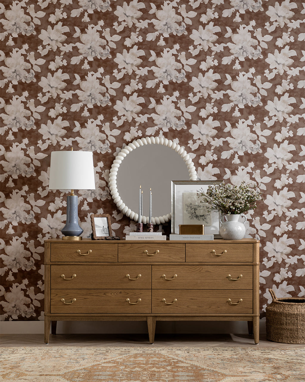 Classic Honey Oak Veneer Dresser with Drop Pulls for Bedroom