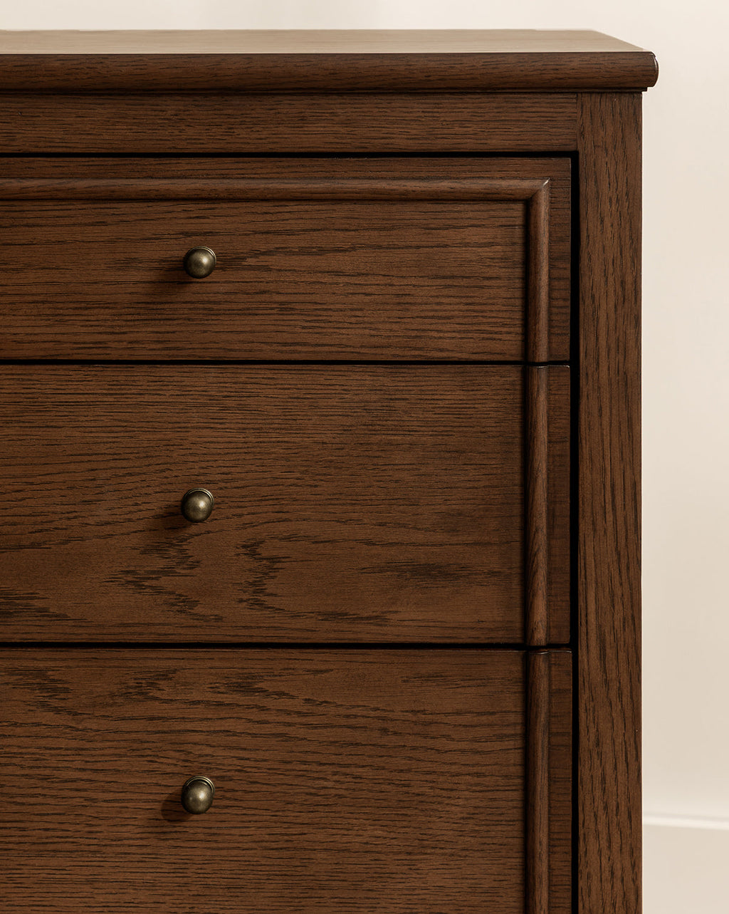 Classic English Oak Dresser with Antique Brass Pulls for Bedroom
