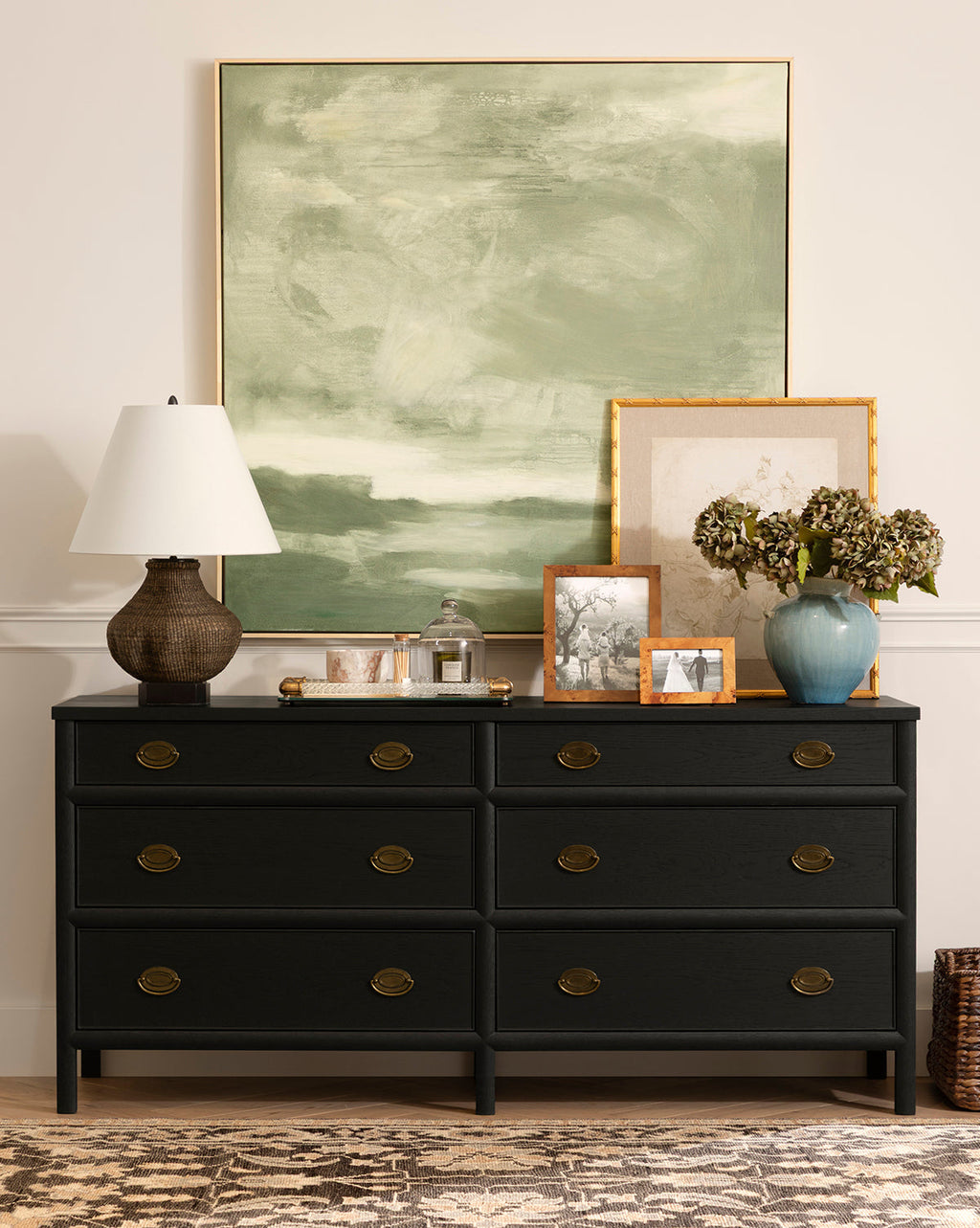Modern Black Ash Dresser with Brass Hardware for Bedroom