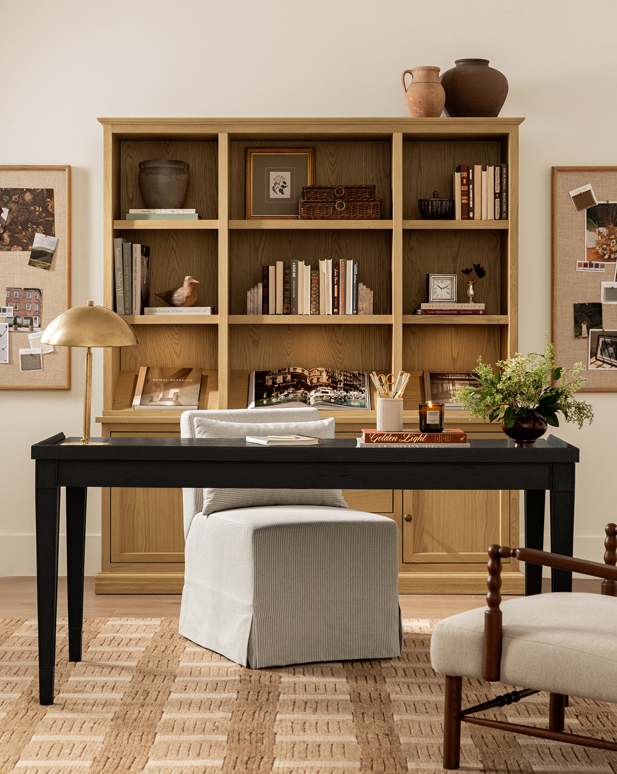 Traditional-Modern Oak Cabinet with Integrated Lighting & Angled Shelf for Living Room