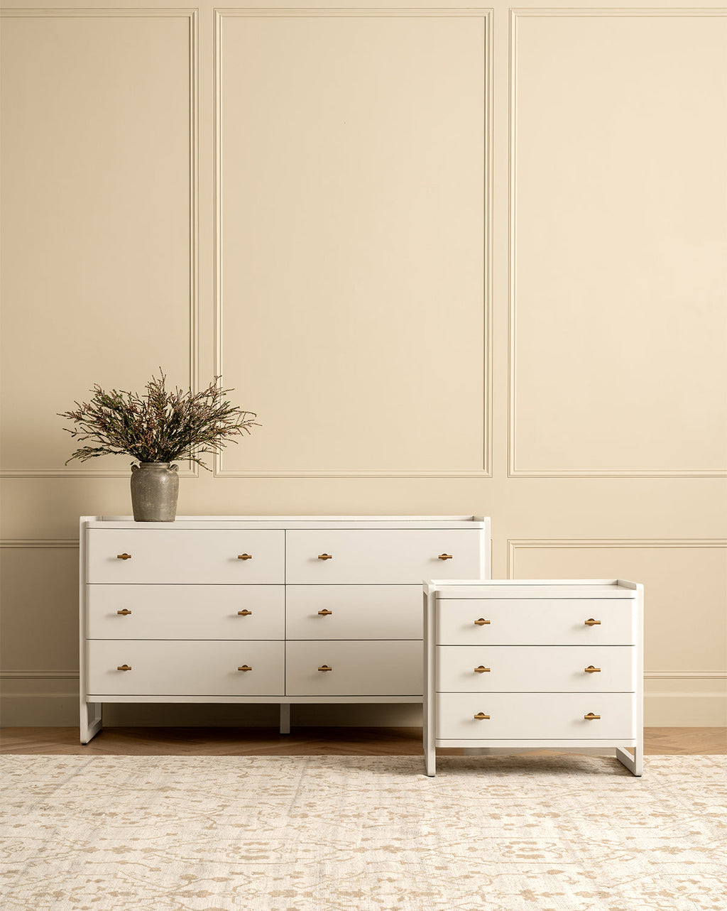 Classic Painted Nightstand with Brass Hardware for Bedroom