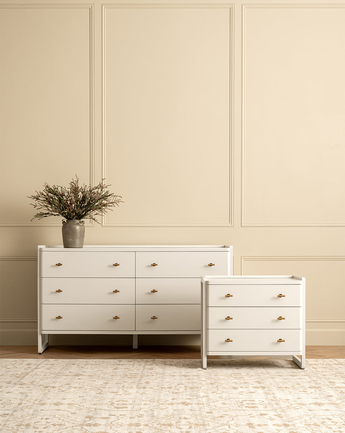 Classic Painted Nightstand with Brass Hardware for Bedroom