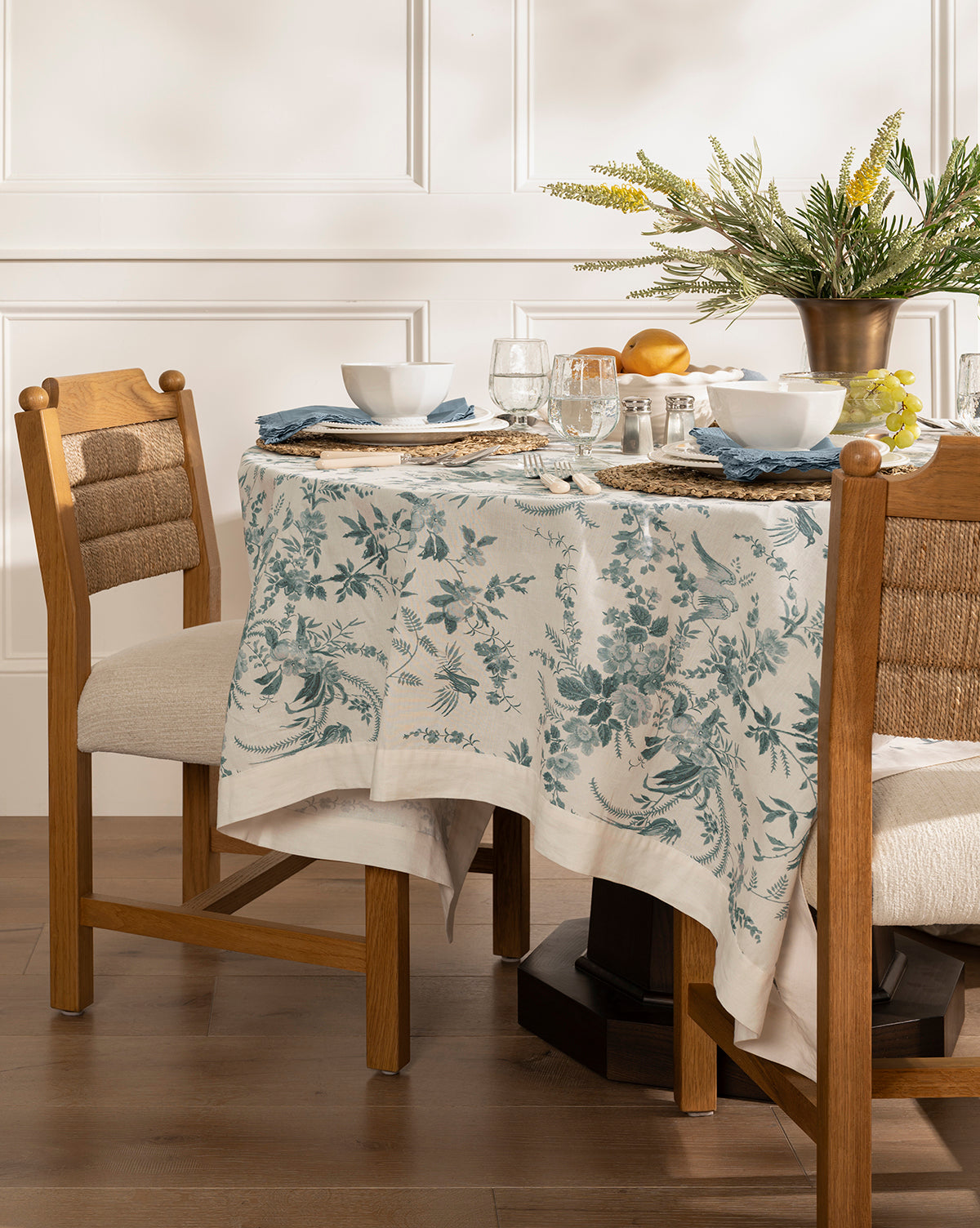 Coastal Honey Oak & Seagrass Dining Chair with Performance Blend Seat for Dining Room