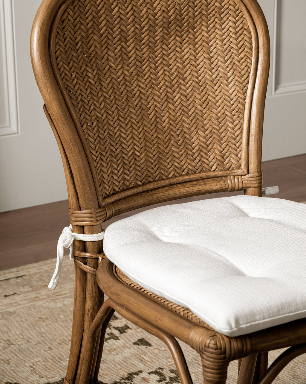 Coastal Woven Fabric Dining Chair with Blind Tufting for Dining Room