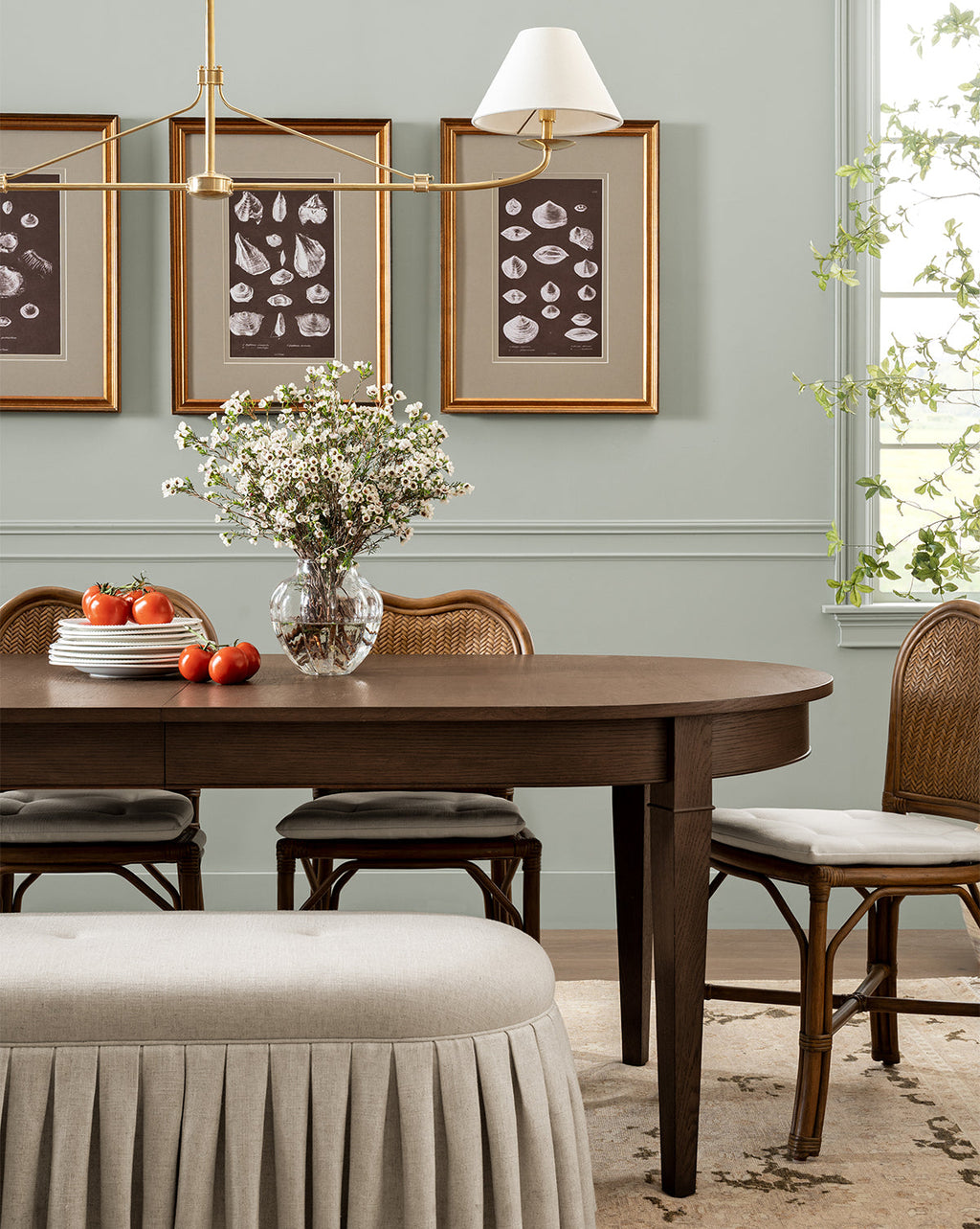 Classic Oak Extension Dining Table with Tapered Legs for Dining Room
