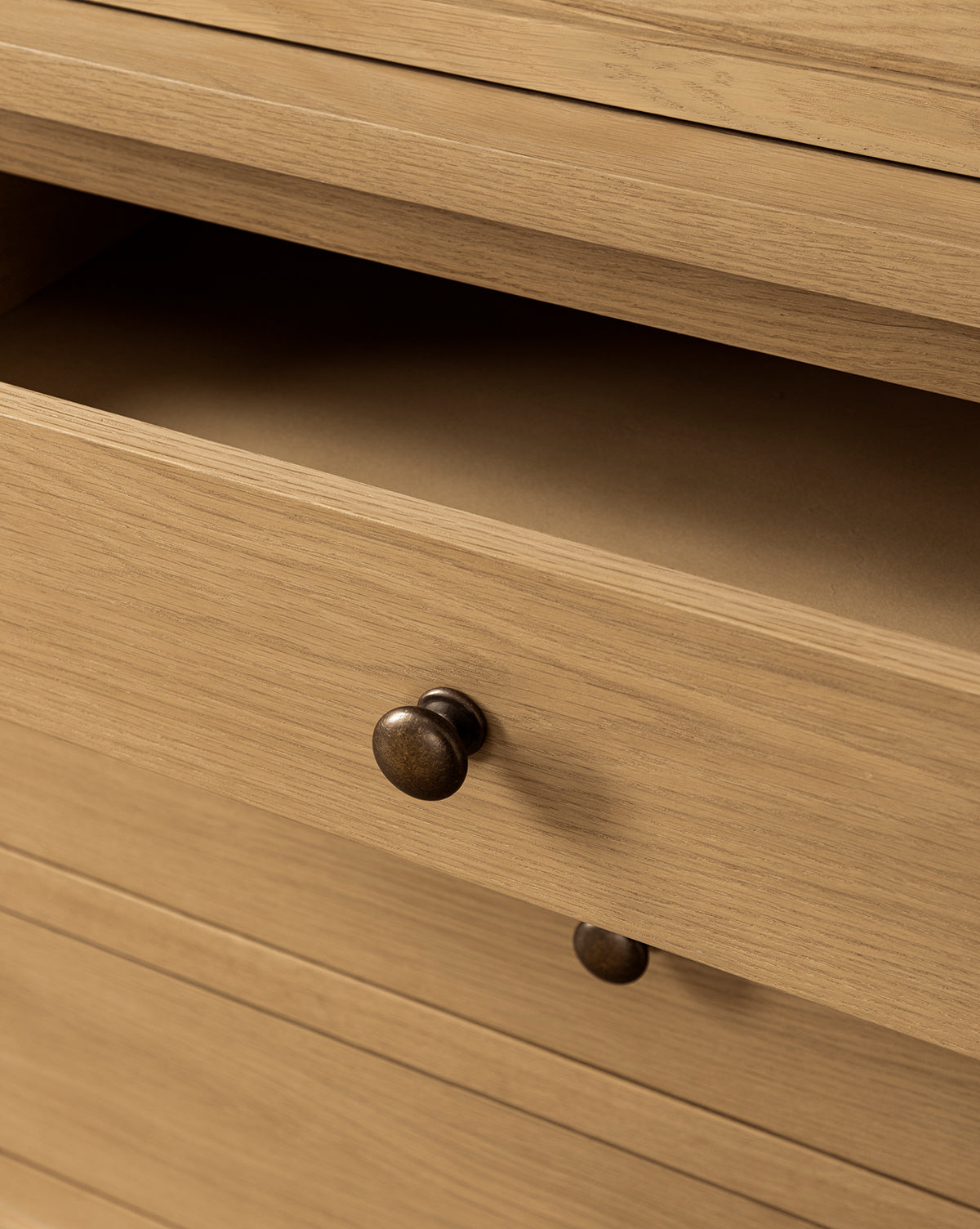 Traditional-Modern Oak Cabinet with Integrated Lighting & Angled Shelf for Living Room