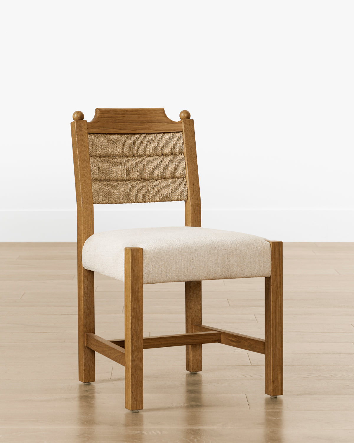 Coastal Honey Oak & Seagrass Dining Chair with Performance Blend Seat for Dining Room