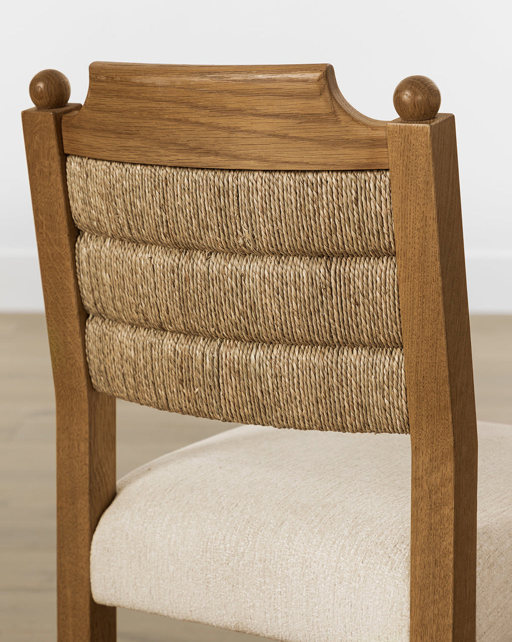 Coastal Honey Oak & Seagrass Dining Chair with Performance Blend Seat for Dining Room