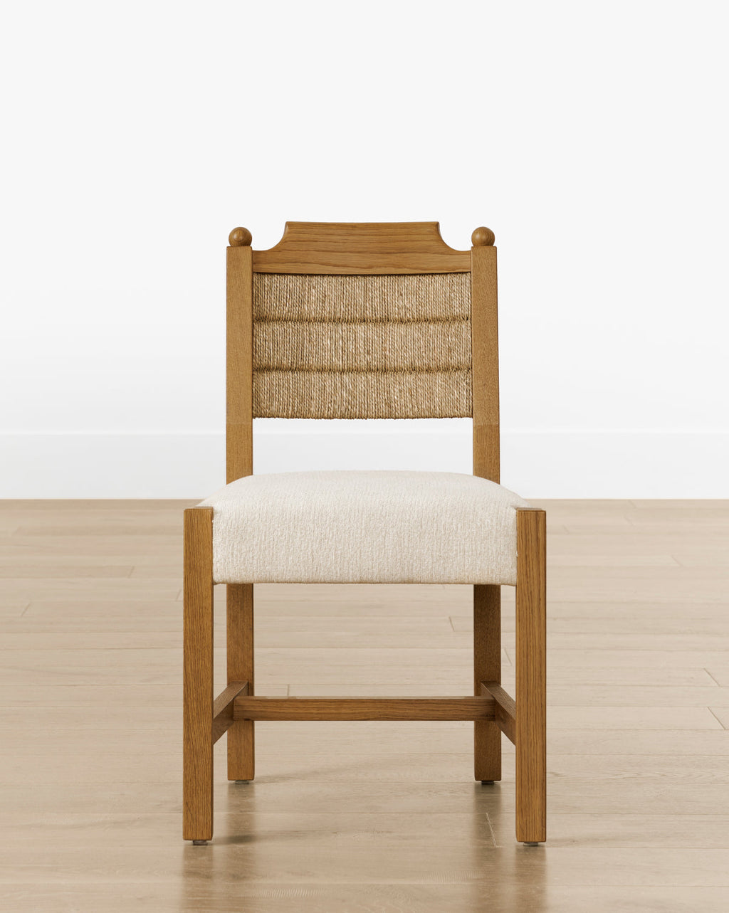 Coastal Honey Oak & Seagrass Dining Chair with Performance Blend Seat for Dining Room