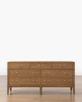 Classic Honey Oak Veneer Dresser with Drop Pulls for Bedroom