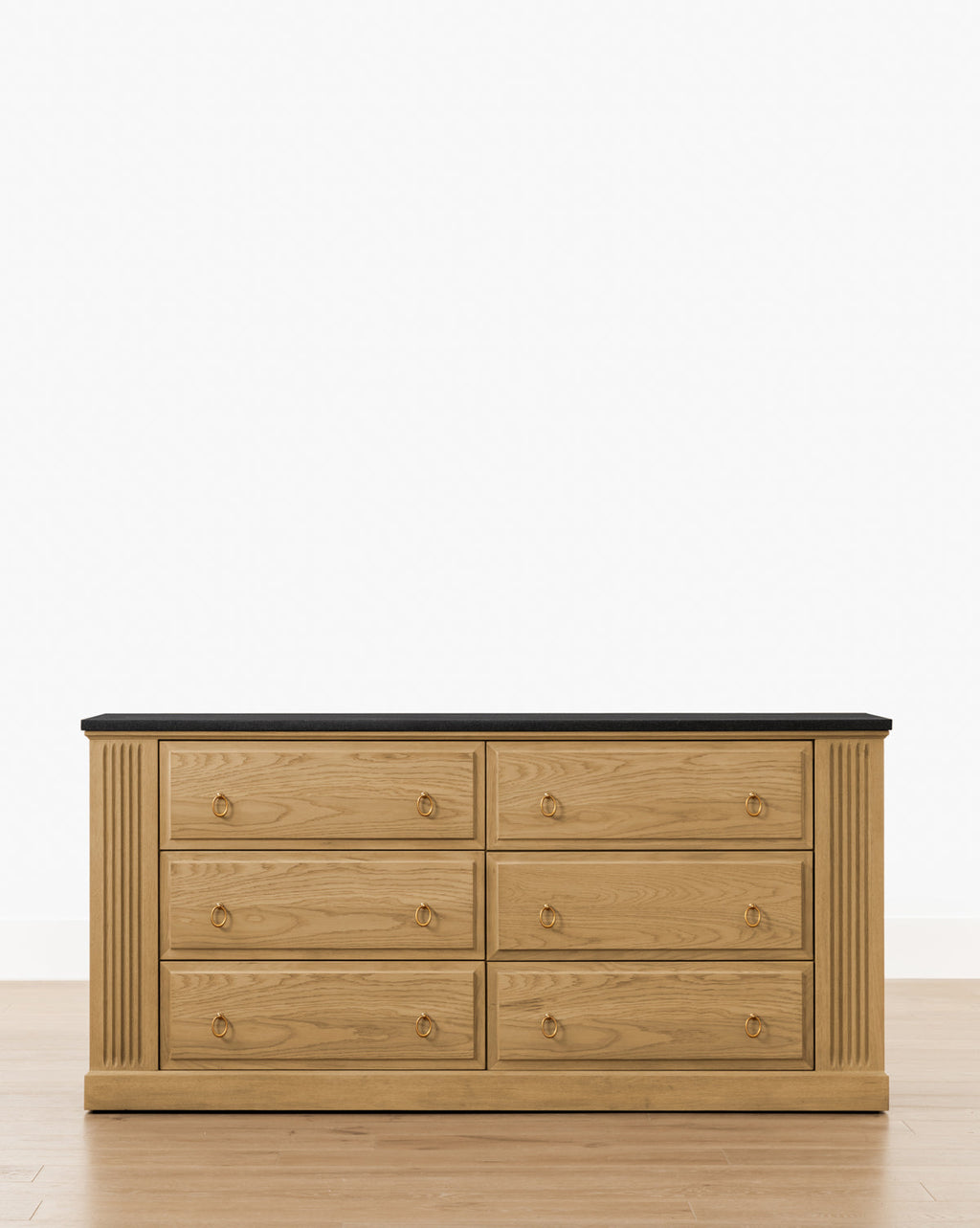 Artisan Drift Oak Dresser with Granite Top & Fluted Detail for Bedroom