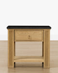 Vintage Drift Oak Nightstand with Granite Top & Fluted Detail for Bedroom