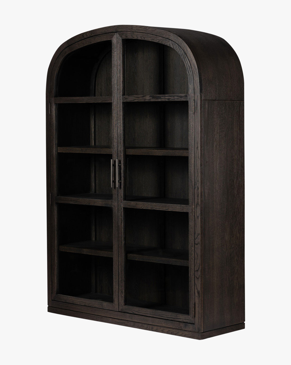 Modern Solid Oak Cabinet with Anthracite Finish & Tempered Glass for Living Room