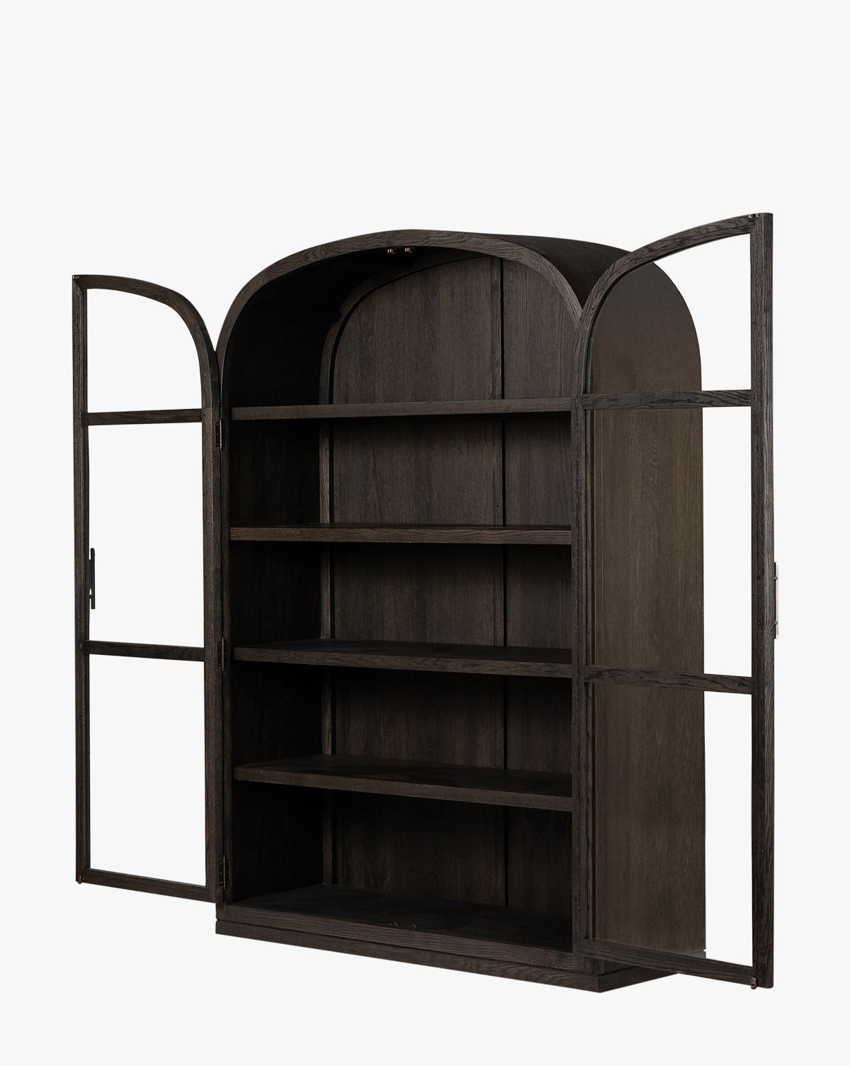 Modern Solid Oak Cabinet with Anthracite Finish & Tempered Glass for Living Room