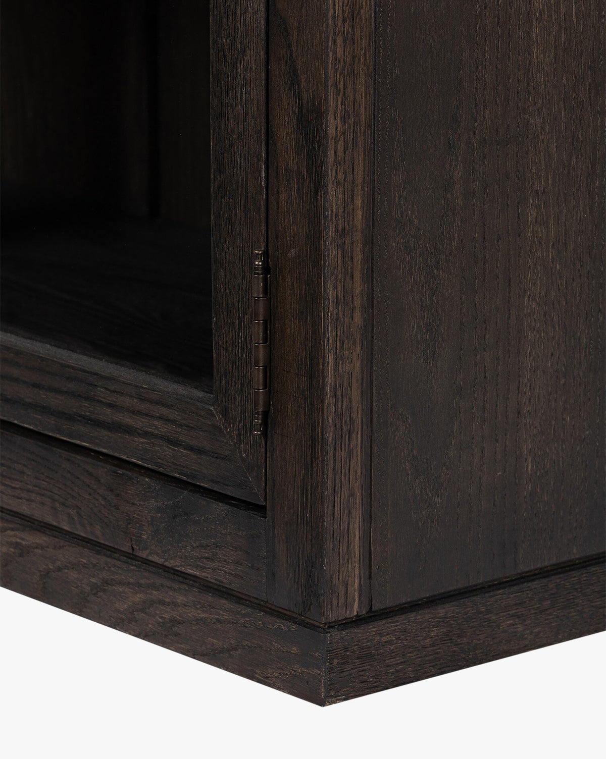 Modern Solid Oak Cabinet with Anthracite Finish & Tempered Glass for Living Room