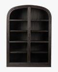 Modern Solid Oak Cabinet with Anthracite Finish & Tempered Glass for Living Room