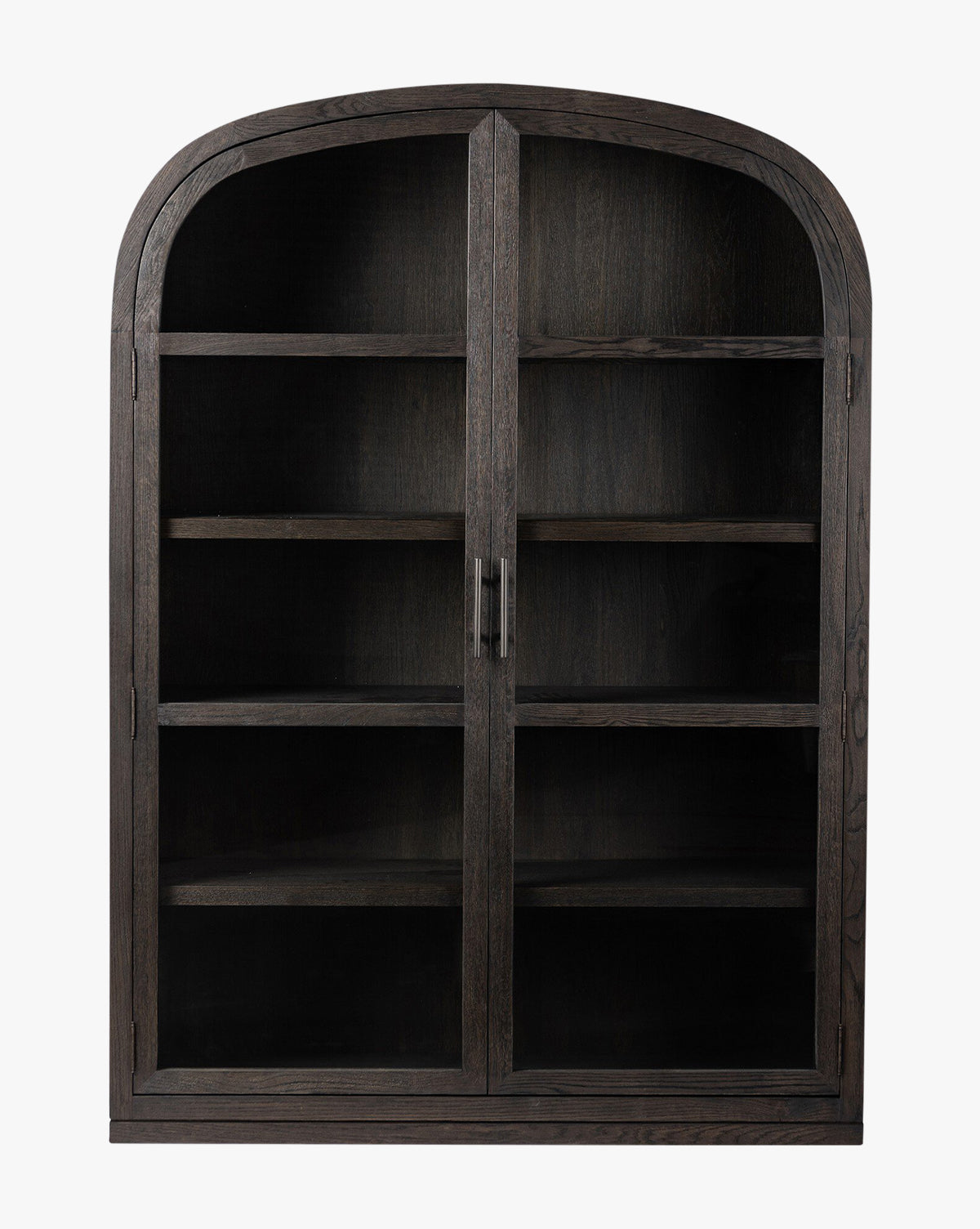 Modern Solid Oak Cabinet with Anthracite Finish & Tempered Glass for Living Room