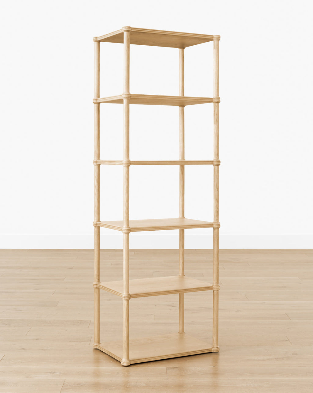 Classic Solid Wood Bookshelf with Rounded Posts & Spacious Shelving for Living Room