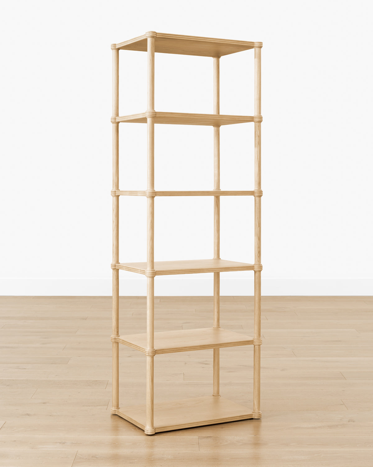 Classic Solid Wood Bookshelf with Rounded Posts & Spacious Shelving for Living Room