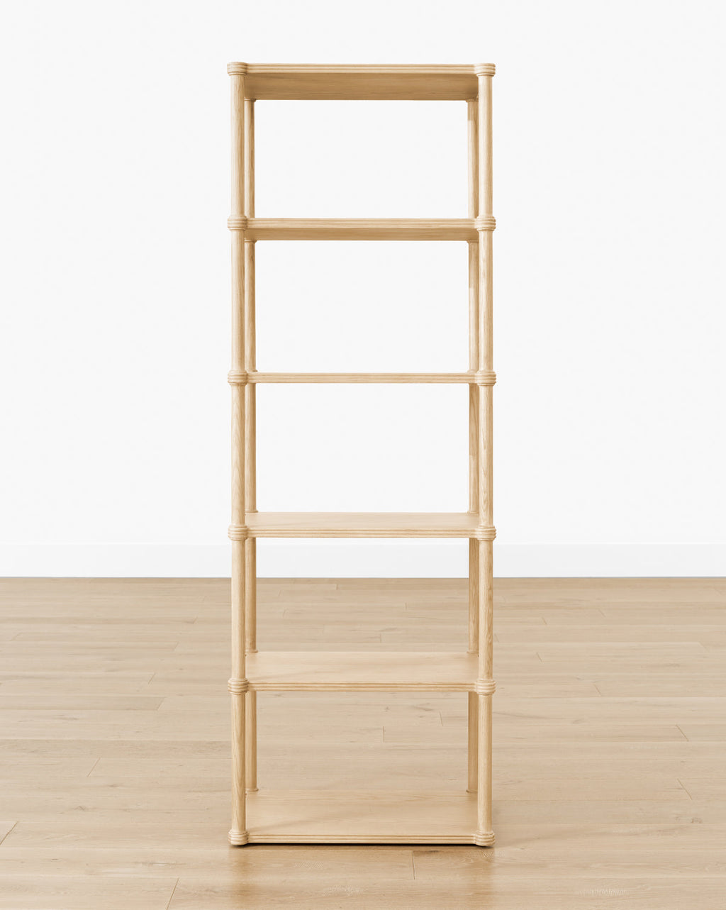Classic Solid Wood Bookshelf with Rounded Posts & Spacious Shelving for Living Room