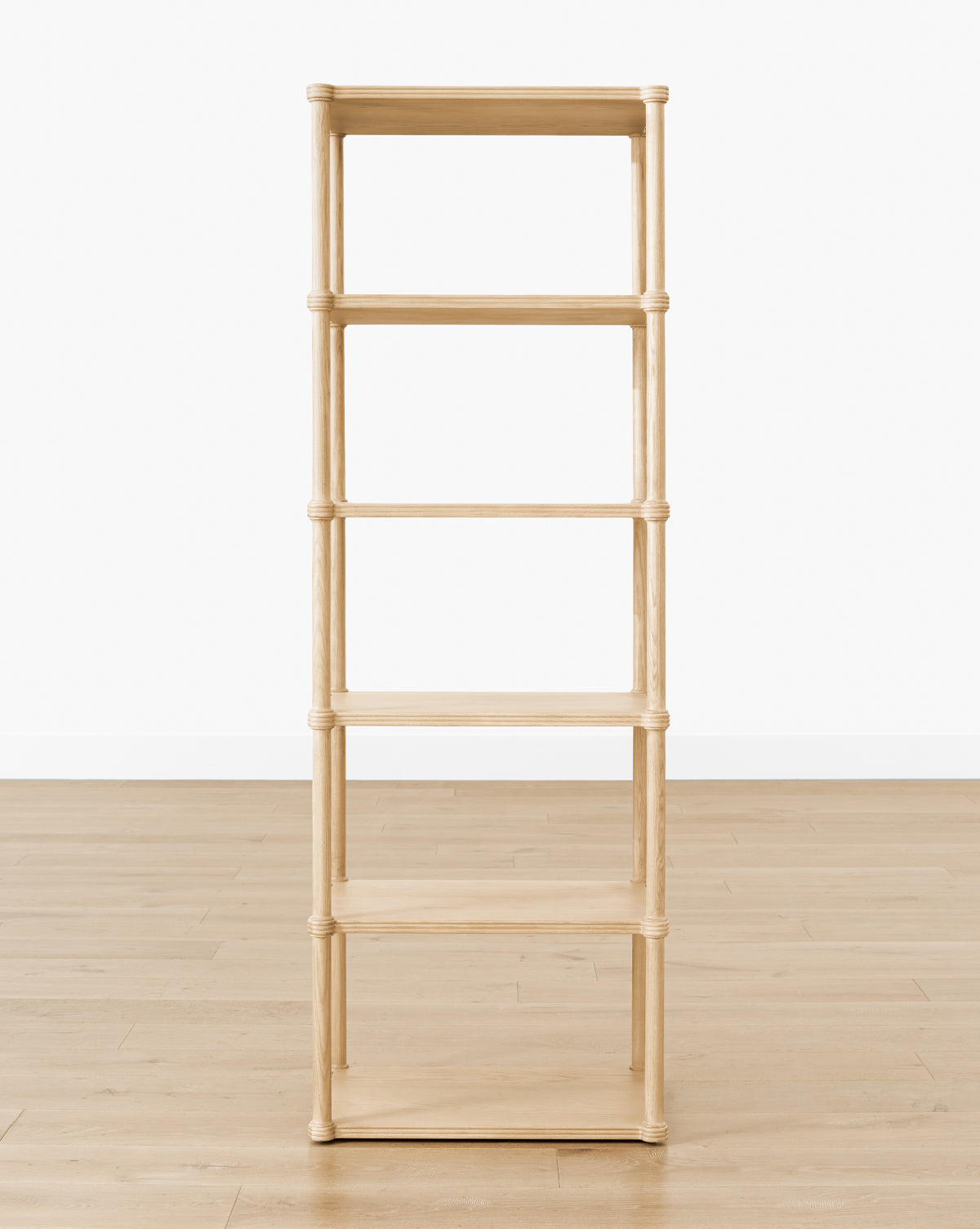 Classic Solid Wood Bookshelf with Rounded Posts & Spacious Shelving for Living Room
