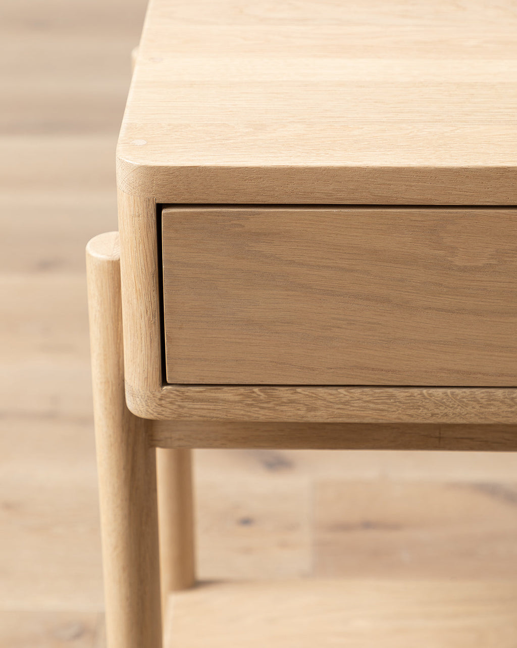 Classic Oak Nightstand with Round Pulls & Open Lower Shelf for Bedroom