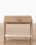 Classic Oak Nightstand with Round Pulls & Open Lower Shelf for Bedroom
