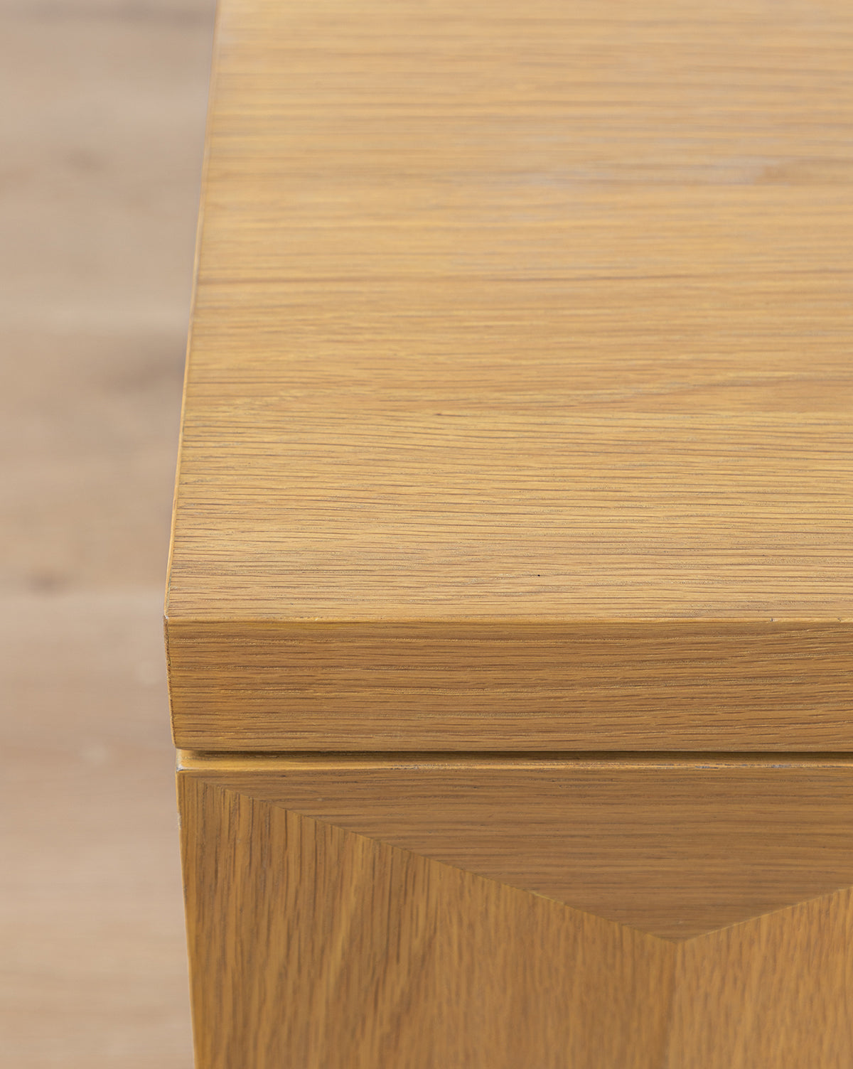 Artisan White Oak Nightstand with Geometric Motifs & Spacious Storage for Bedroom