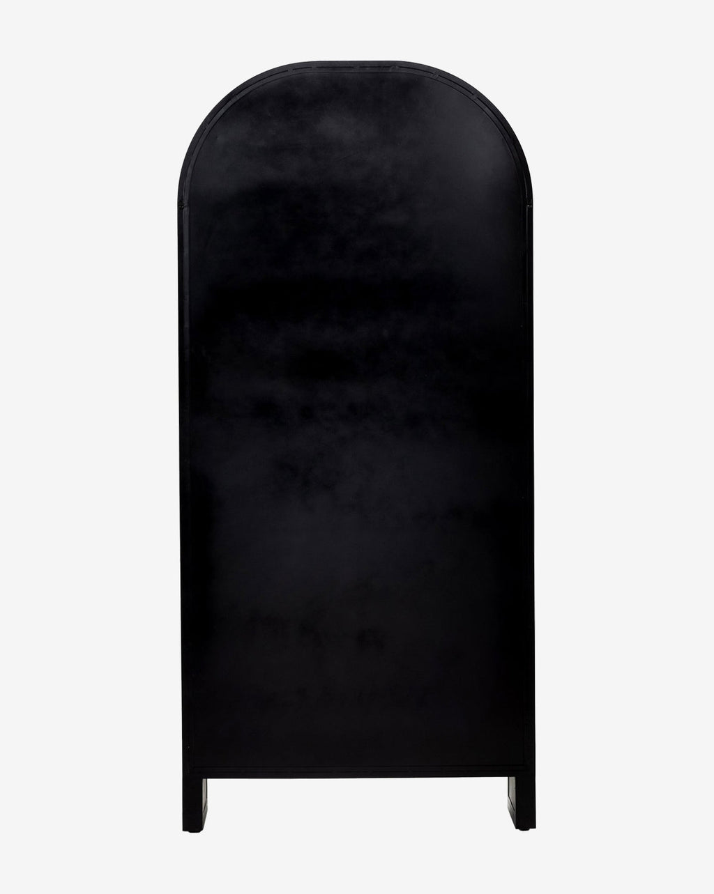 Industrial Iron Cabinet with Rounded Form & Glass Doors for Living Room