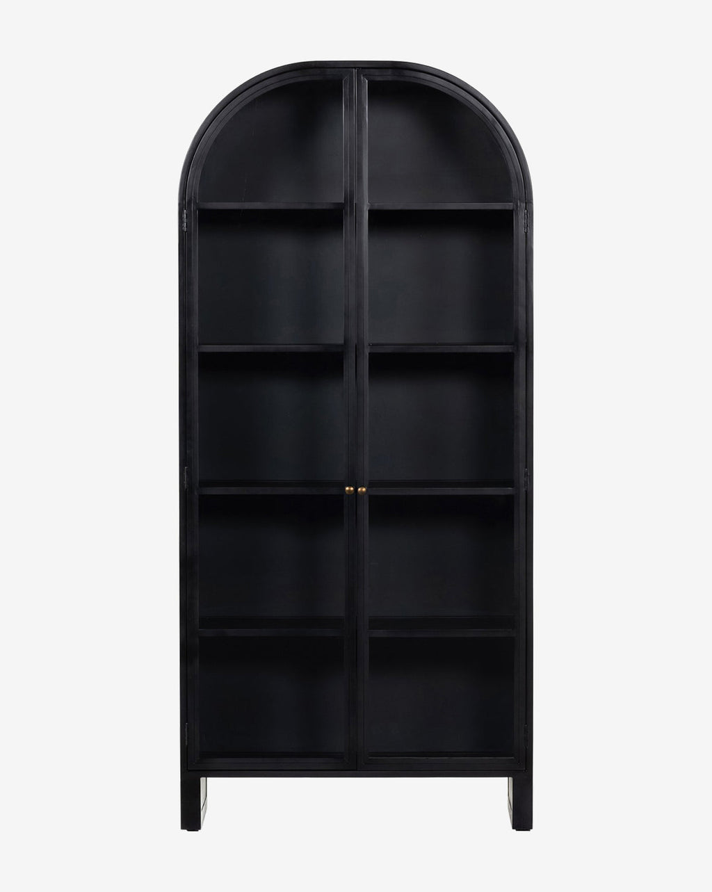 Industrial Iron Cabinet with Rounded Form & Glass Doors for Living Room