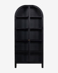 Industrial Iron Cabinet with Rounded Form & Glass Doors for Living Room