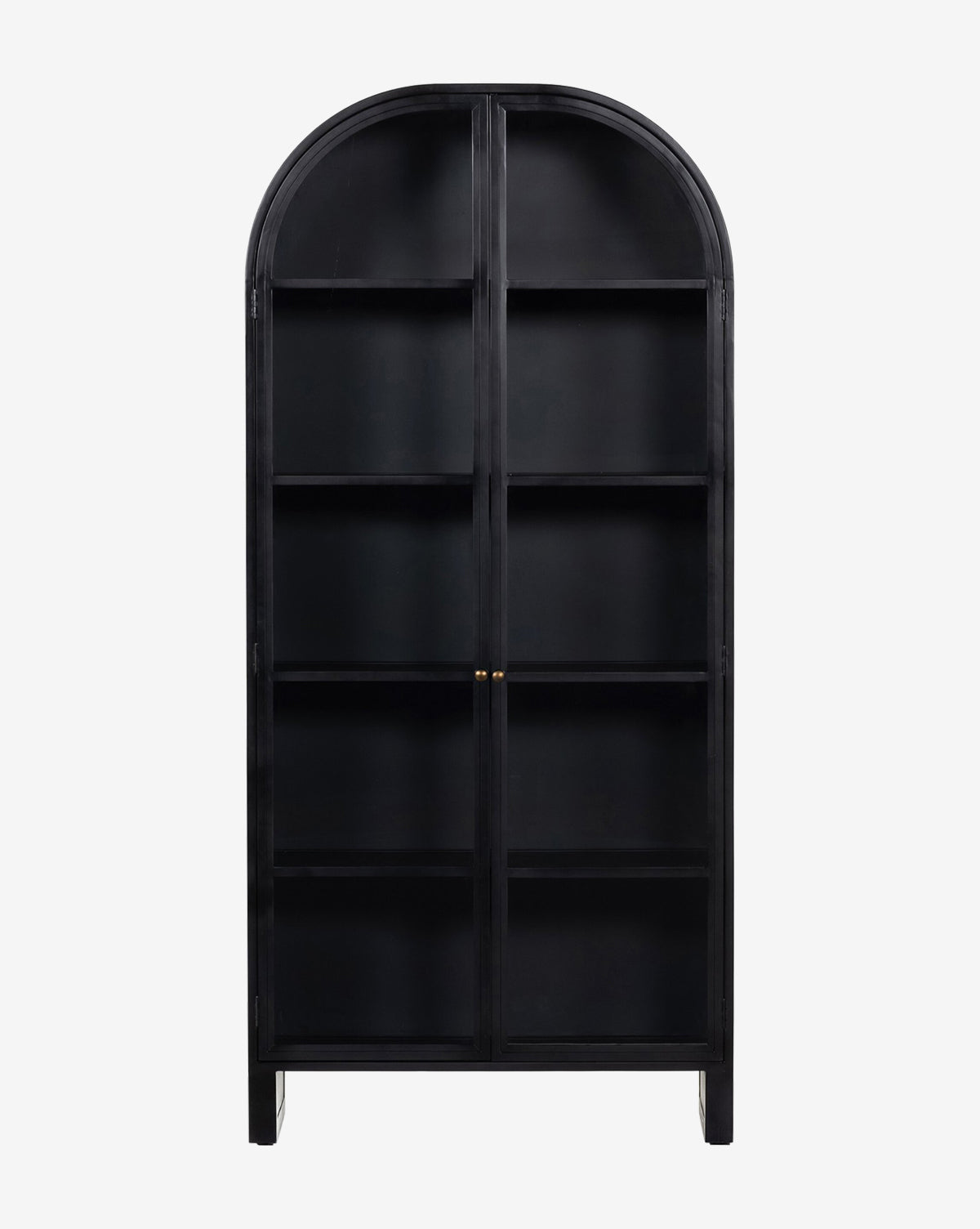 Industrial Iron Cabinet with Rounded Form & Glass Doors for Living Room