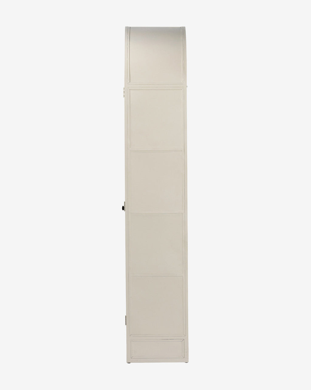 Industrial Iron Cabinet with Rounded Form & Glass Doors for Living Room