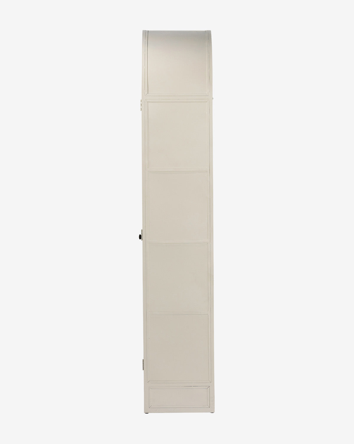 Industrial Iron Cabinet with Rounded Form & Glass Doors for Living Room