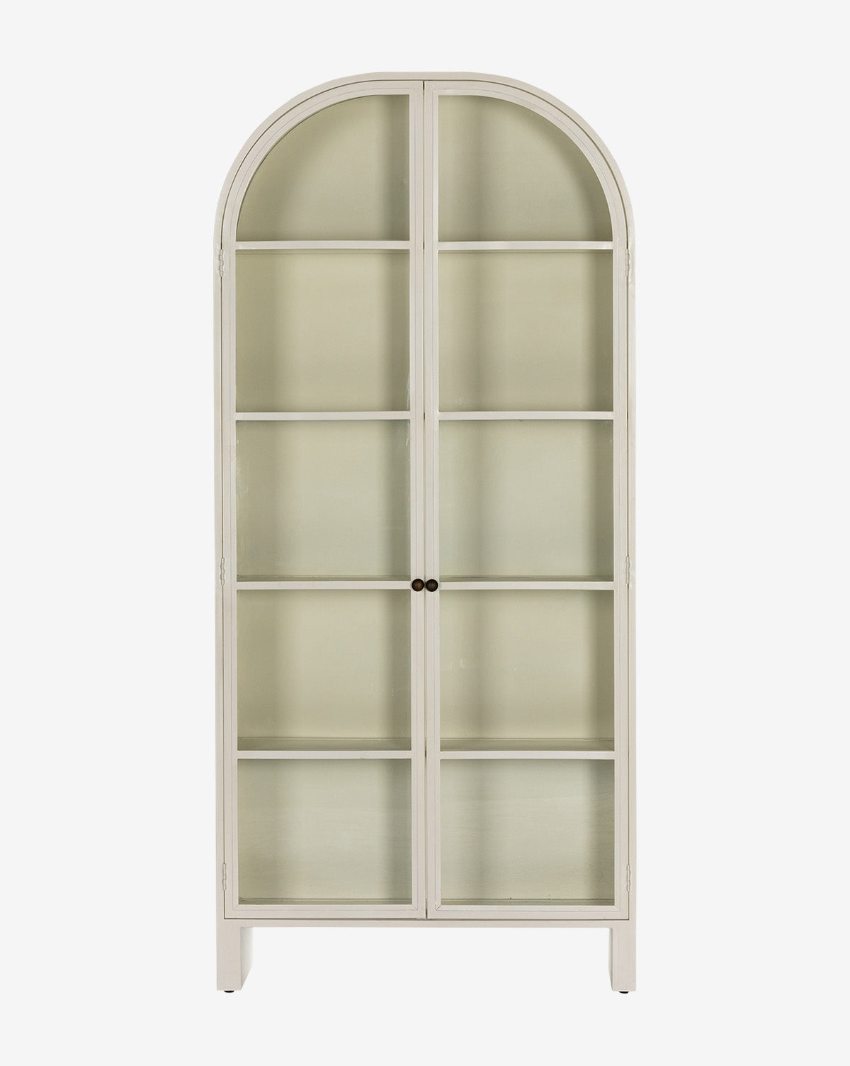 Industrial Iron Cabinet with Rounded Form & Glass Doors for Living Room