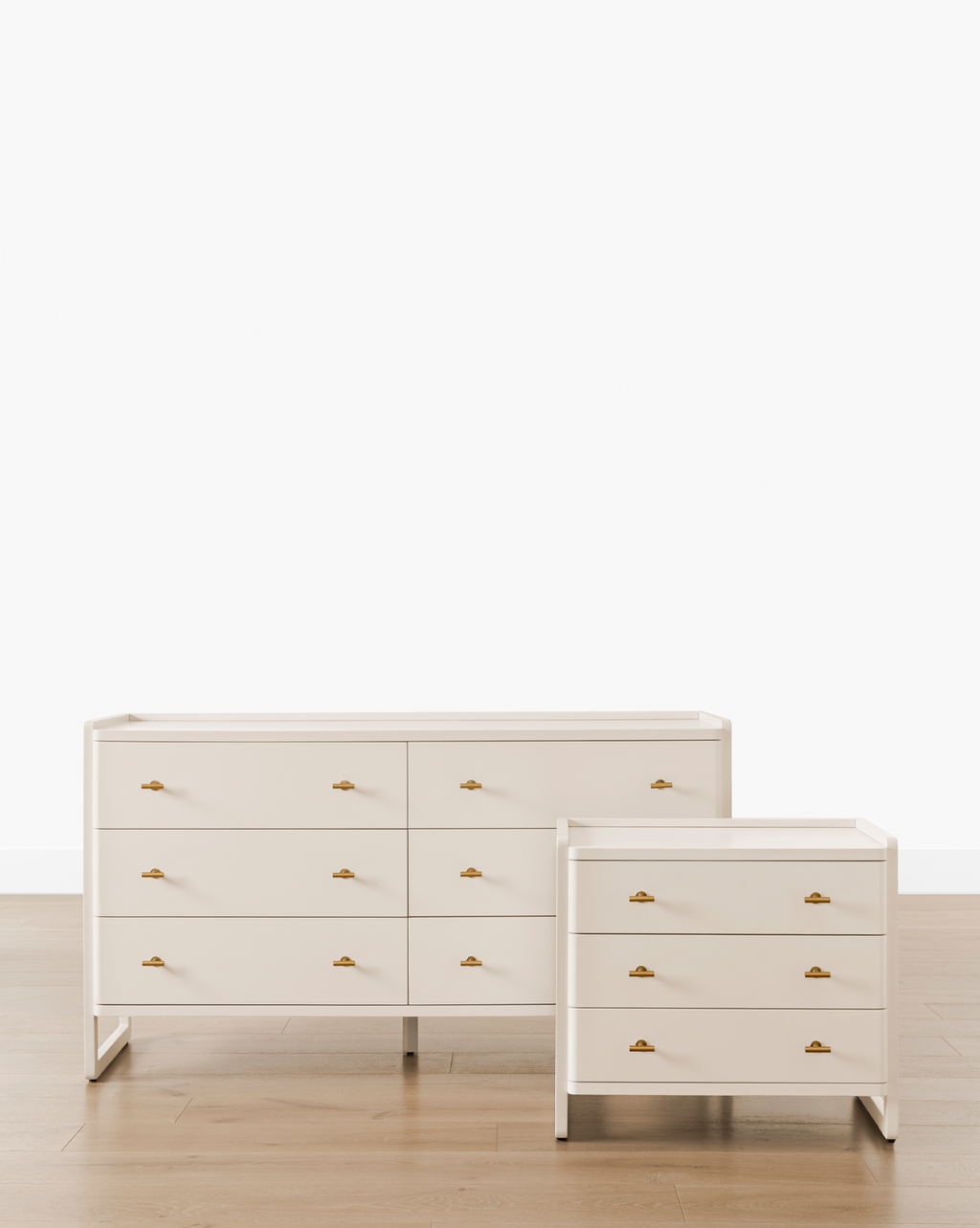 Classic Painted Dresser with Brass Hardware & Three Spacious Drawers for Bedroom