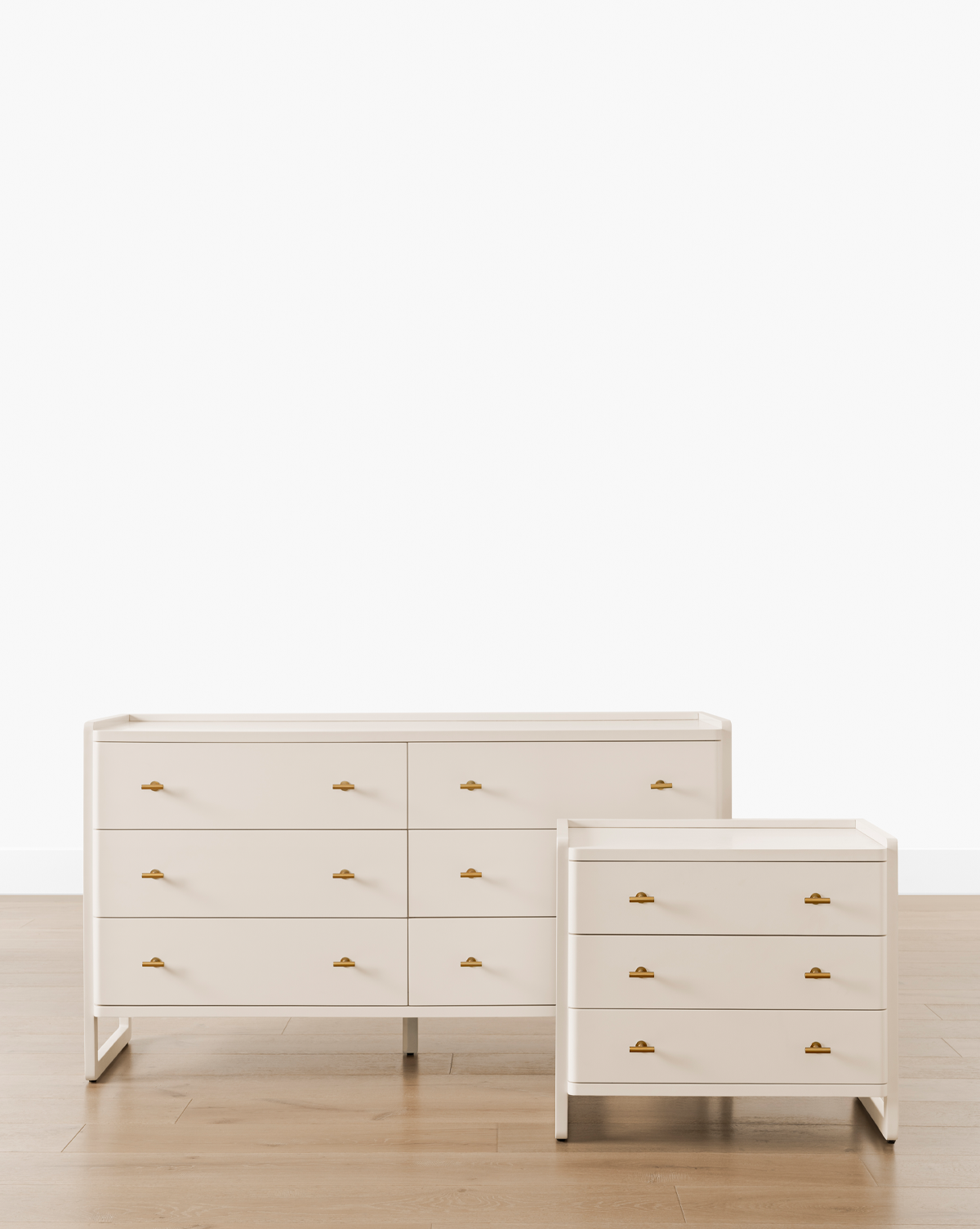 Classic Painted Dresser with Brass Hardware & Three Spacious Drawers for Bedroom