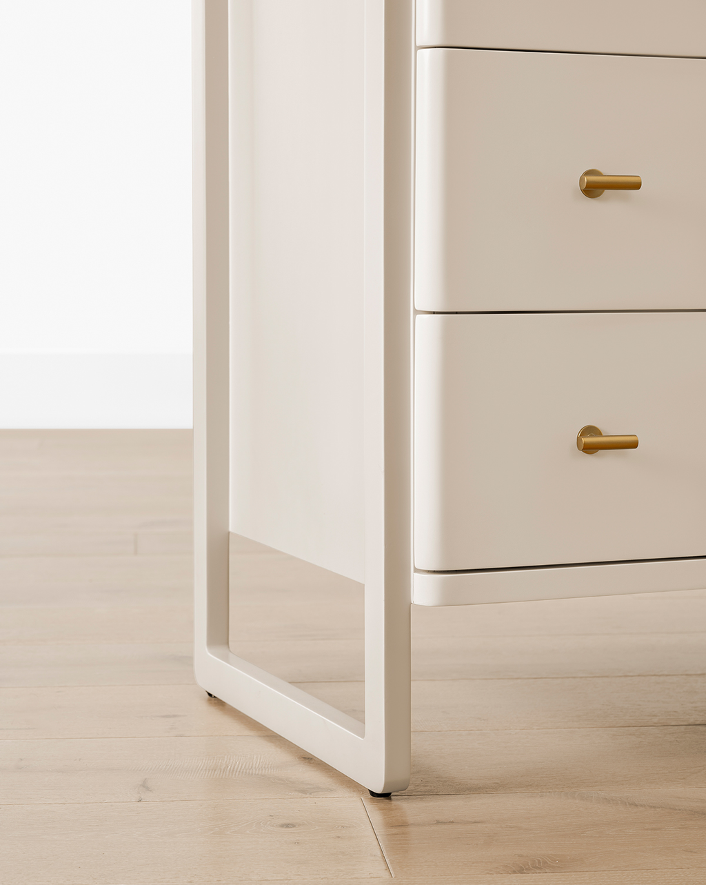 Classic Painted Dresser with Brass Hardware & Three Spacious Drawers for Bedroom