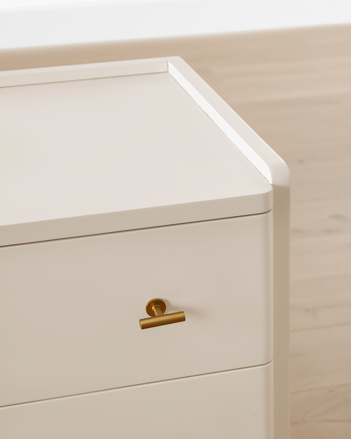 Classic Painted Dresser with Brass Hardware & Three Spacious Drawers for Bedroom