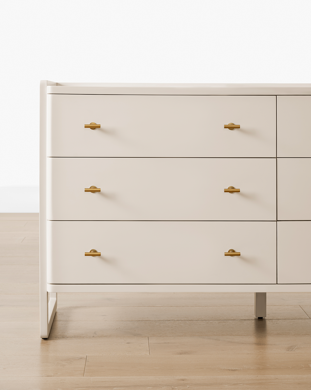 Classic Painted Dresser with Brass Hardware & Three Spacious Drawers for Bedroom
