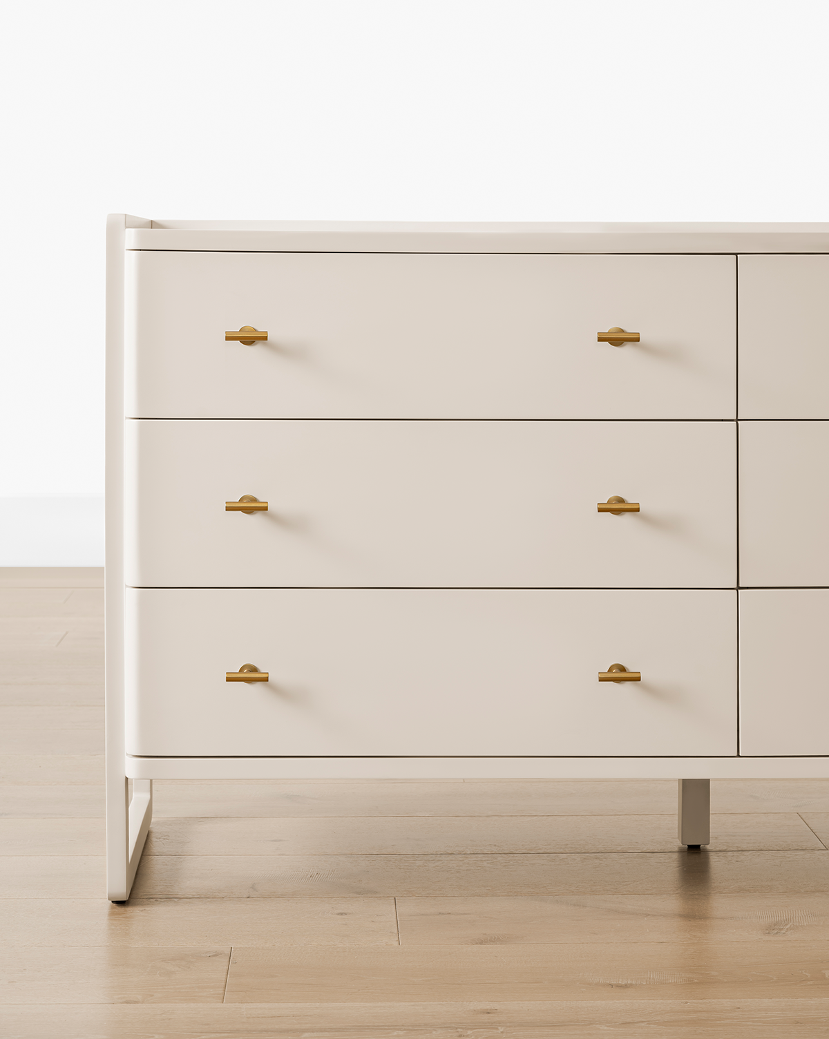 Classic Painted Dresser with Brass Hardware & Three Spacious Drawers for Bedroom