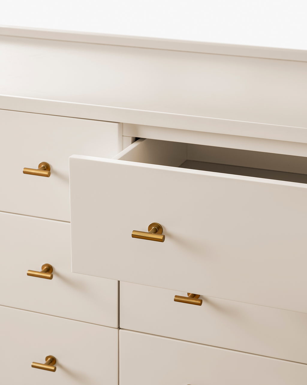 Classic Painted Dresser with Brass Hardware & Three Spacious Drawers for Bedroom