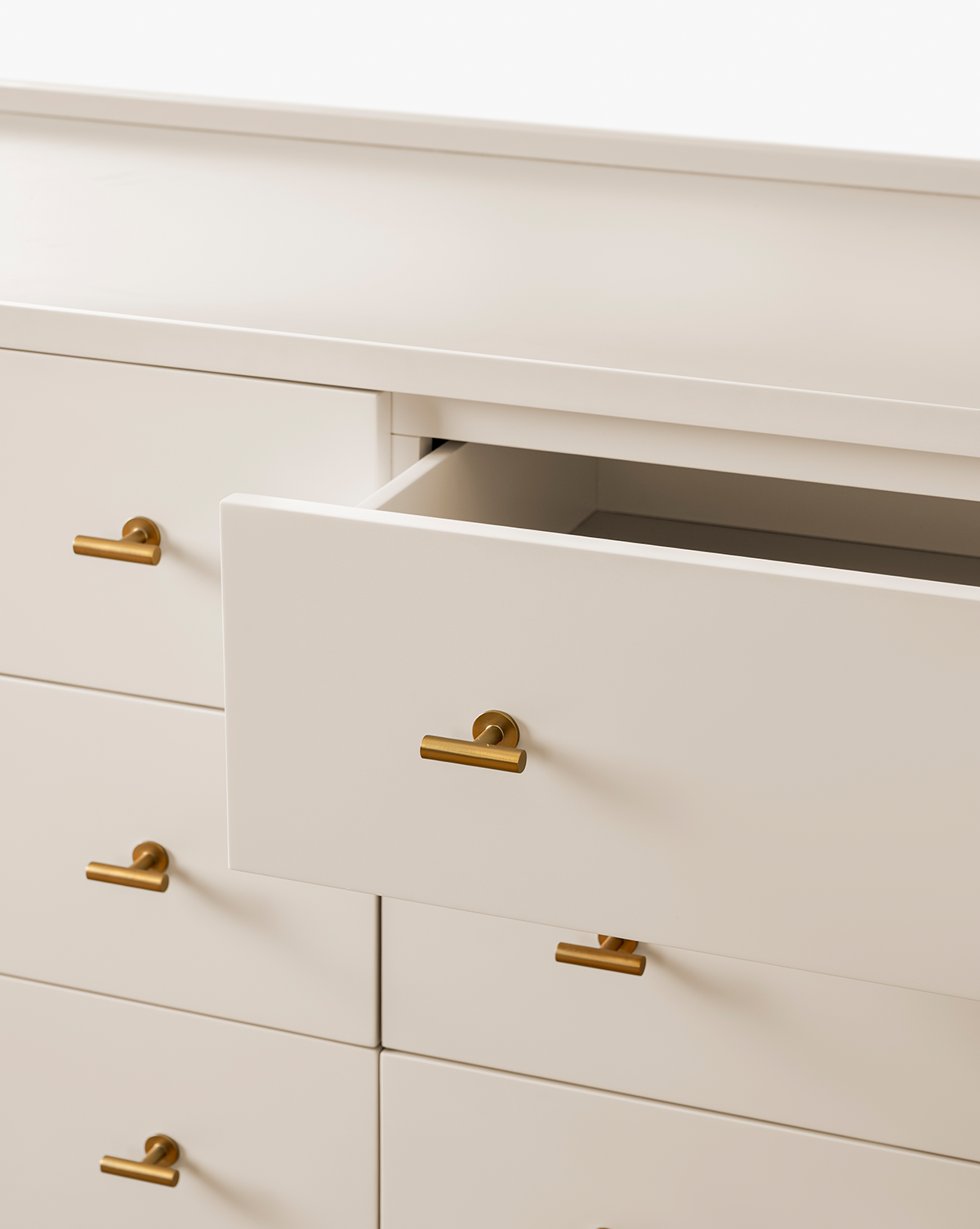 Classic Painted Dresser with Brass Hardware & Three Spacious Drawers for Bedroom