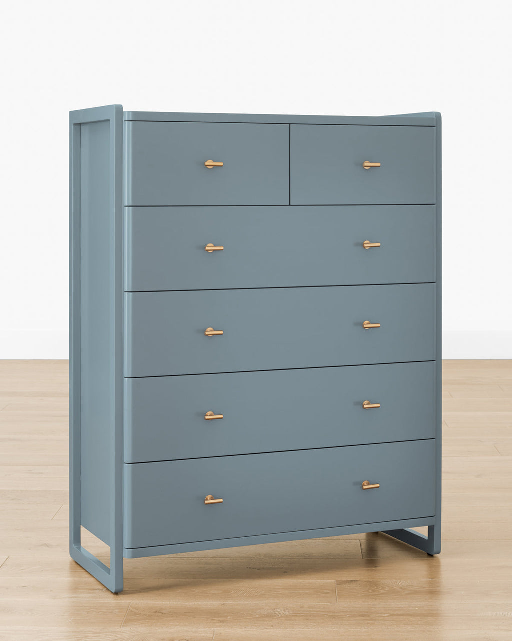 Classic Tallboy Dresser with Six Drawers & Brass Hardware for Bedroom