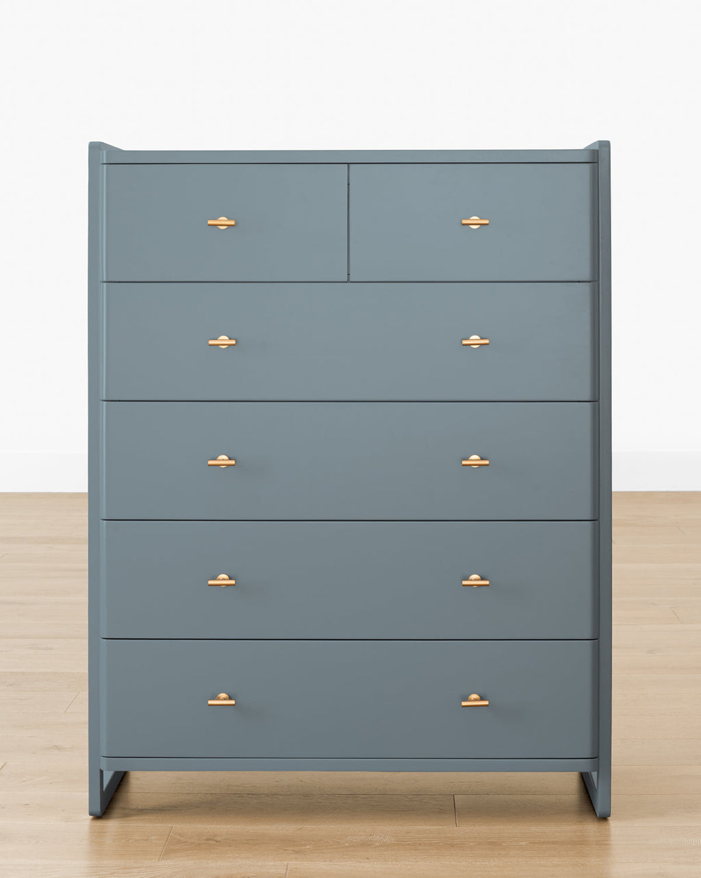 Classic Tallboy Dresser with Six Drawers & Brass Hardware for Bedroom