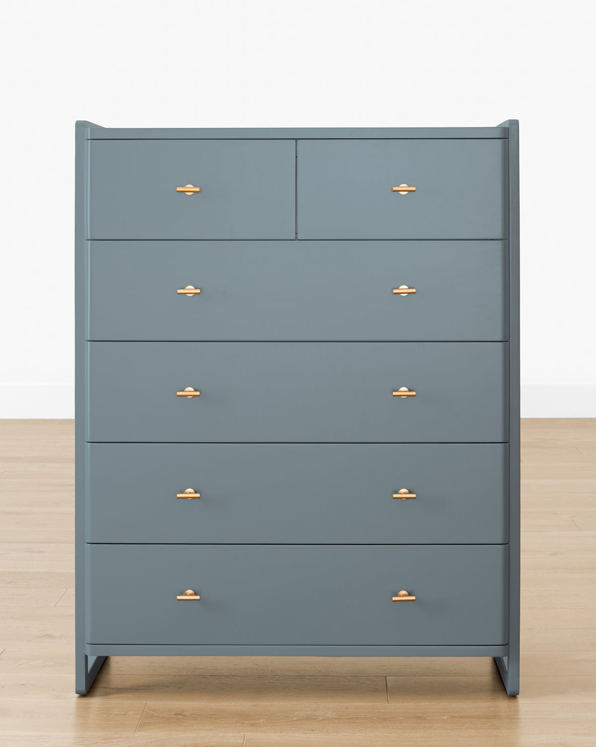 Classic Tallboy Dresser with Six Drawers & Brass Hardware for Bedroom
