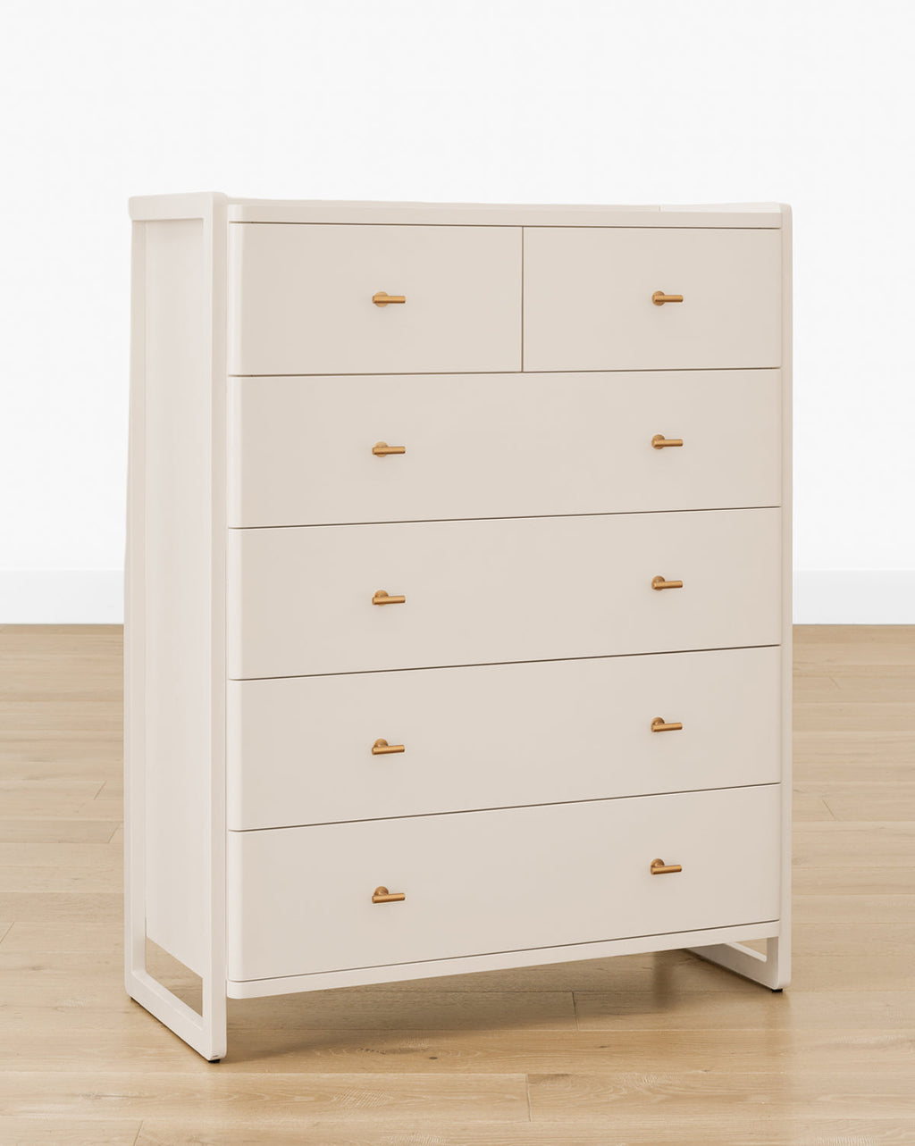 Classic Tallboy Dresser with Six Drawers & Brass Hardware for Bedroom