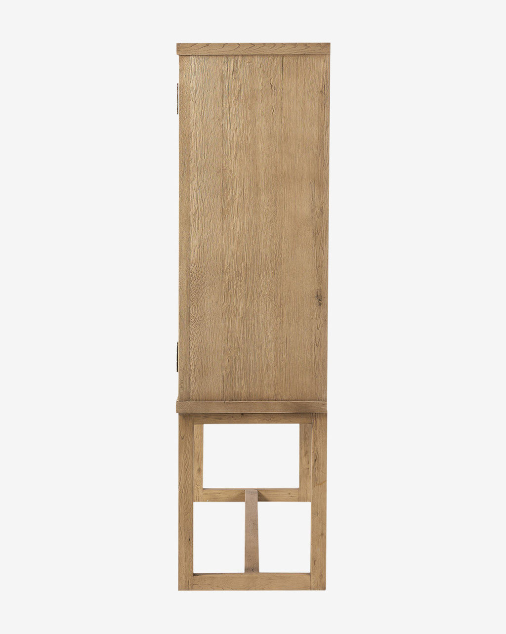 Rustic Worn Oak Cabinet with Bronze Hardware for Living Room