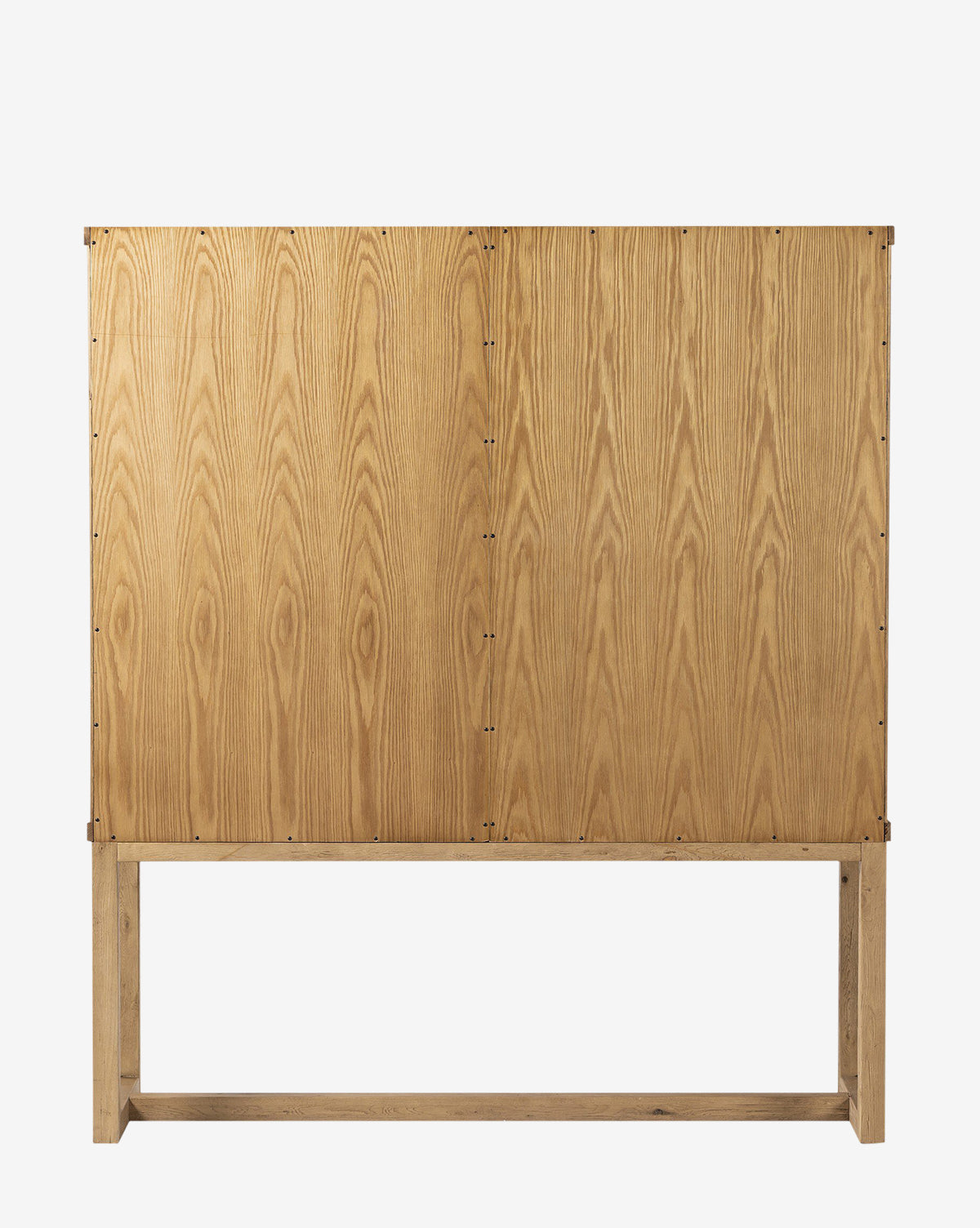 Rustic Worn Oak Cabinet with Bronze Hardware for Living Room